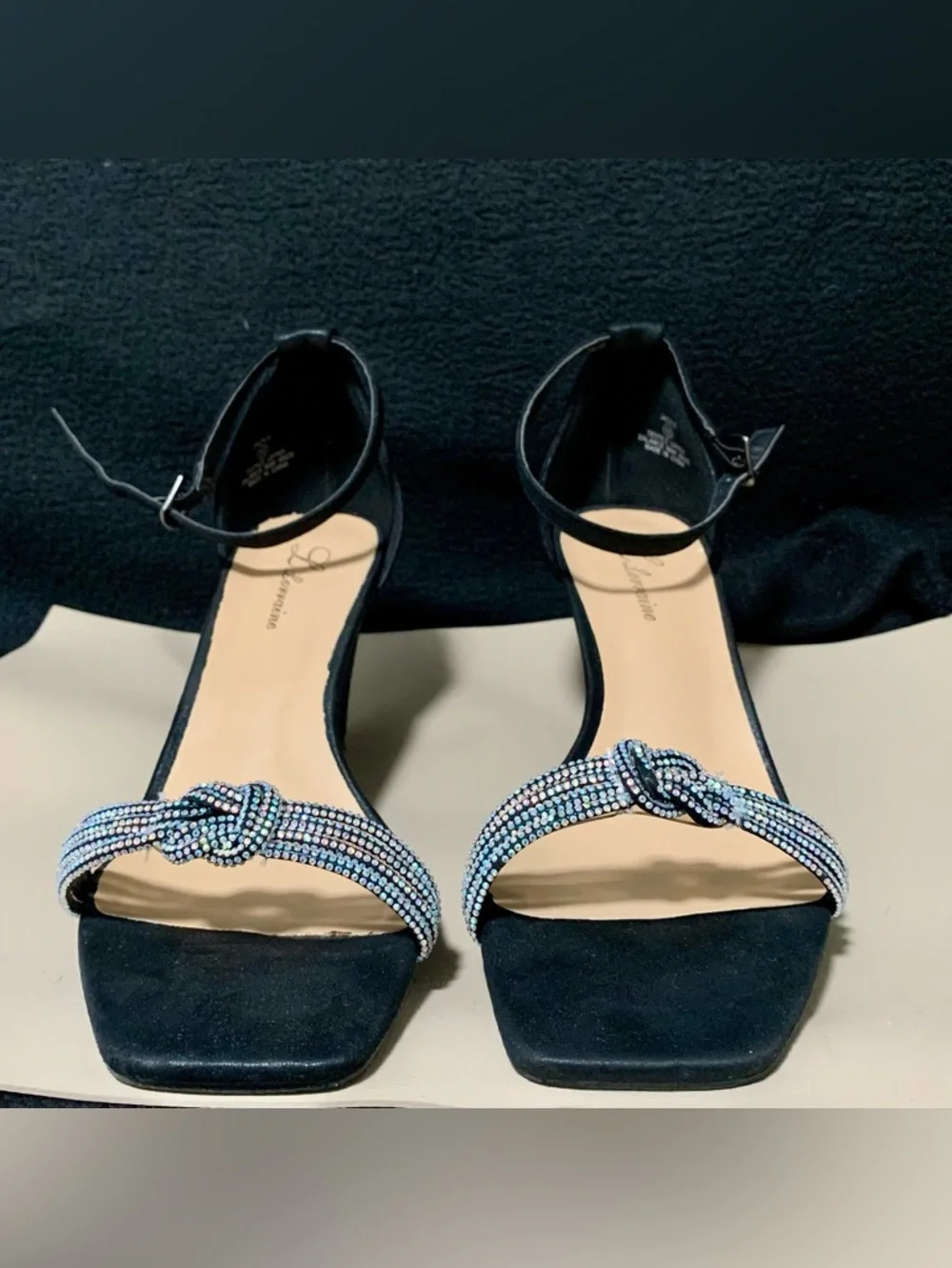 💎L. Lorraine “Jackie” Black Multi Rhinestone Wedge Size 10 Original Box